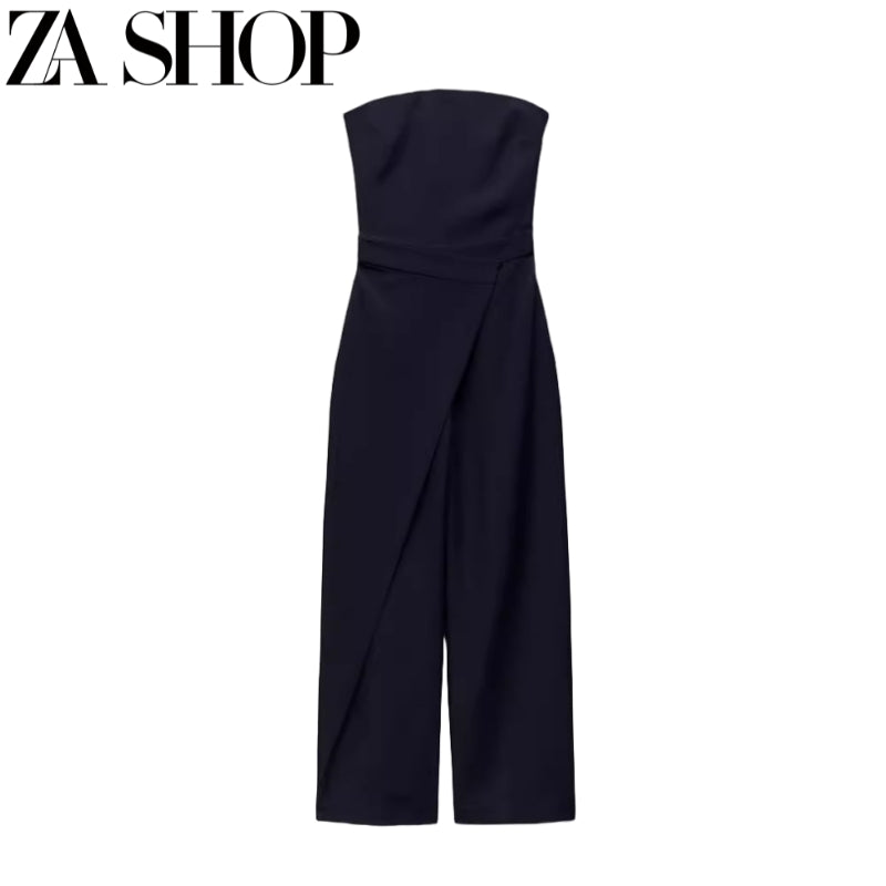 Off-Neck Wrapping Towel-Style High Waist Straight-leg Long Tube Top