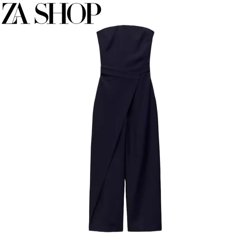 Off-Neck Wrapping Towel-Style High Waist Straight-leg Long Tube Top
