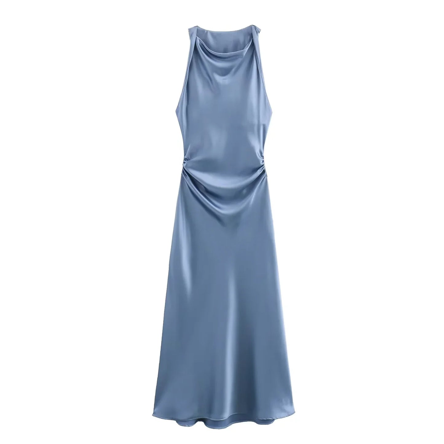 Satin Long Dresses for Women 2025 Summer Slip Midi Dress Woman Sexy Evening Party Dress Sleeveless Female Elegant Dresses