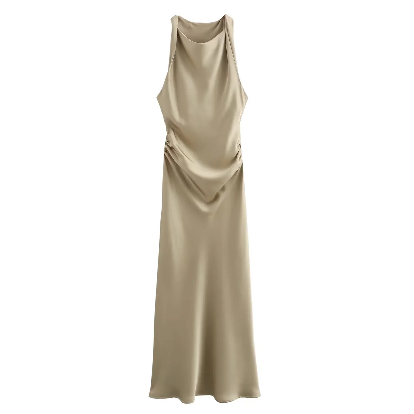 Satin Long Dresses for Women 2025 Summer Slip Midi Dress Woman Sexy Evening Party Dress Sleeveless Female Elegant Dresses
