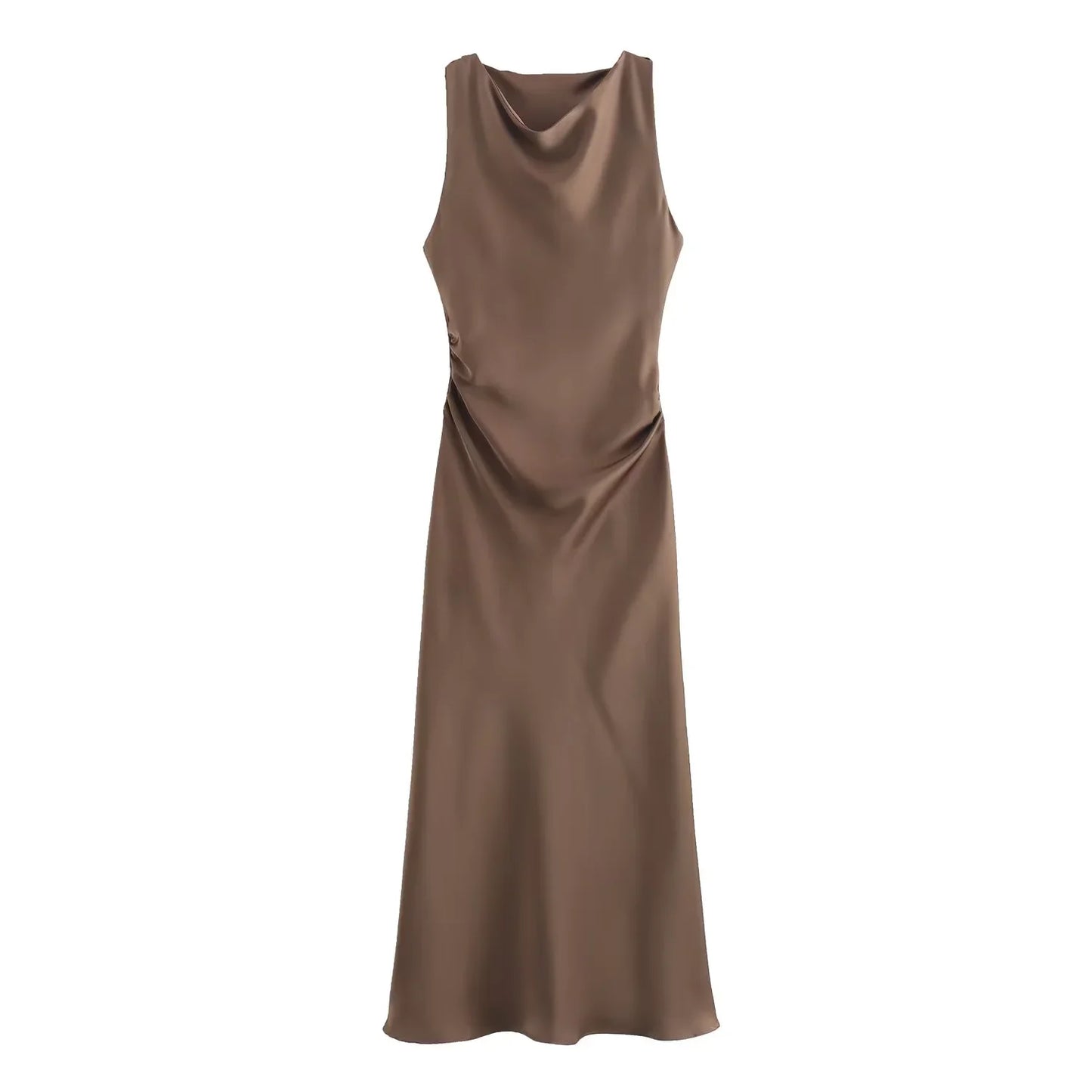 Satin Long Dresses for Women 2025 Summer Slip Midi Dress Woman Sexy Evening Party Dress Sleeveless Female Elegant Dresses