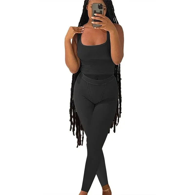 Lounge Wear Ribbed Casual 2 Piece Summer Shorts Set For Women Sleeve Top+Elastic Leggings Outfits