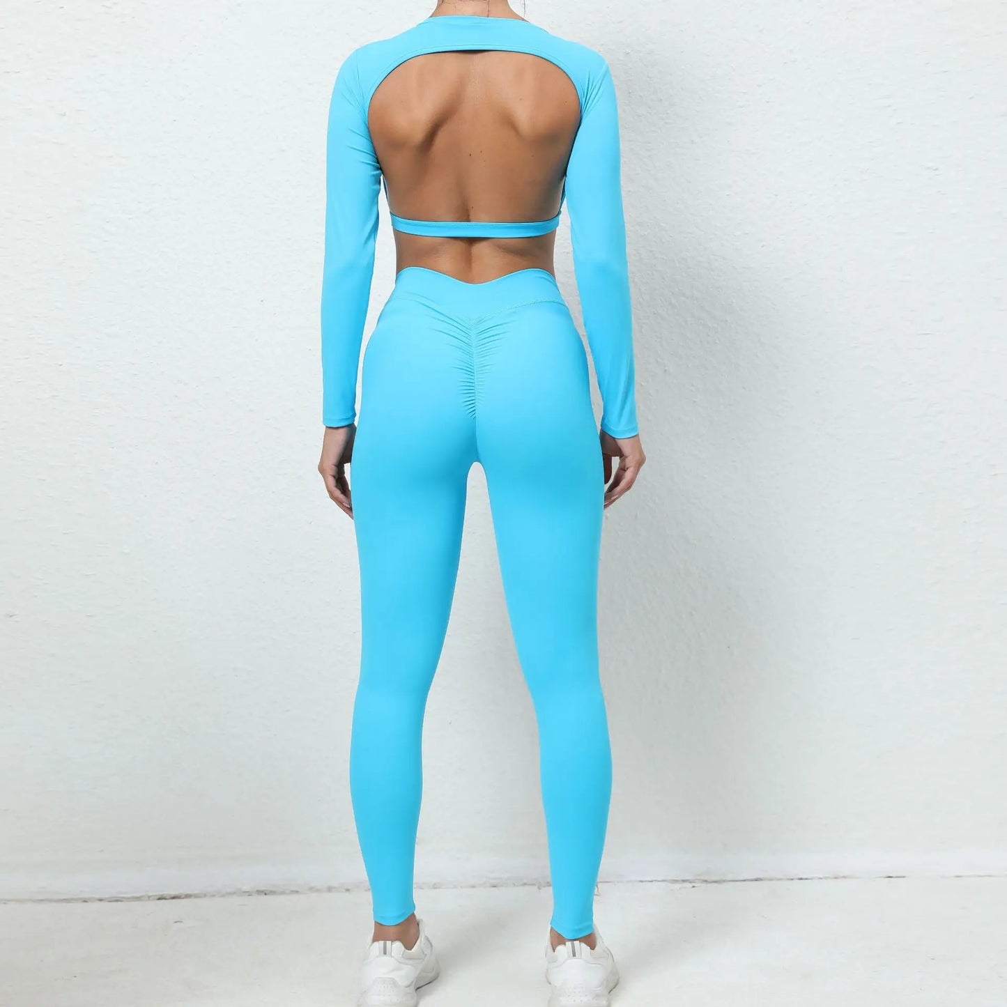 2Pieces Long Sleeves Sports Shirt Suit Women Gym Set Female Yoga Bra Running Tracksuit Workout Yoga Suit High Waist Leggings