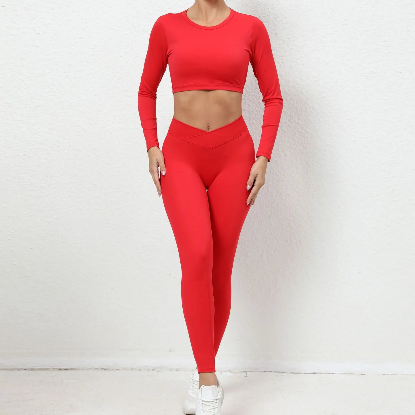 2Pieces Long Sleeves Sports Shirt Suit Women Gym Set Female Yoga Bra Running Tracksuit Workout Yoga Suit High Waist Leggings