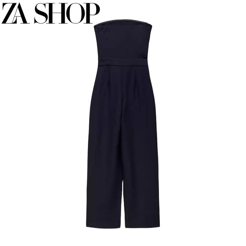Off-Neck Wrapping Towel-Style High Waist Straight-leg Long Tube Top
