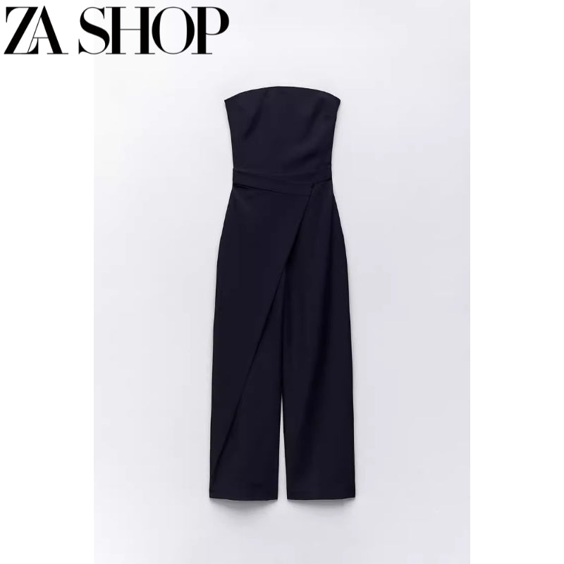 Off-Neck Wrapping Towel-Style High Waist Straight-leg Long Tube Top
