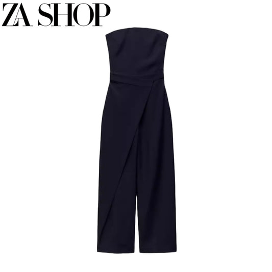 Off-Neck Wrapping Towel-Style High Waist Straight-leg Long Tube Top