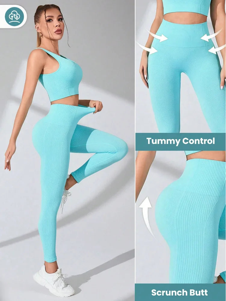 Women's Yoga Ribbed One Piece Tank Tops Rompers Sleeveless Exercise Jumpsuits