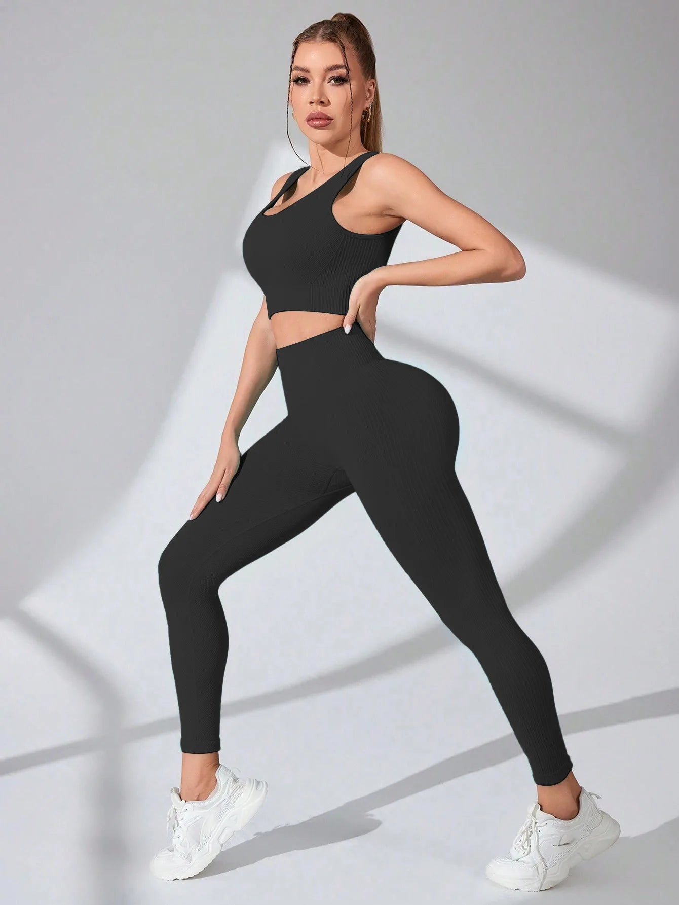 Women's Yoga Ribbed One Piece Tank Tops Rompers Sleeveless Exercise Jumpsuits